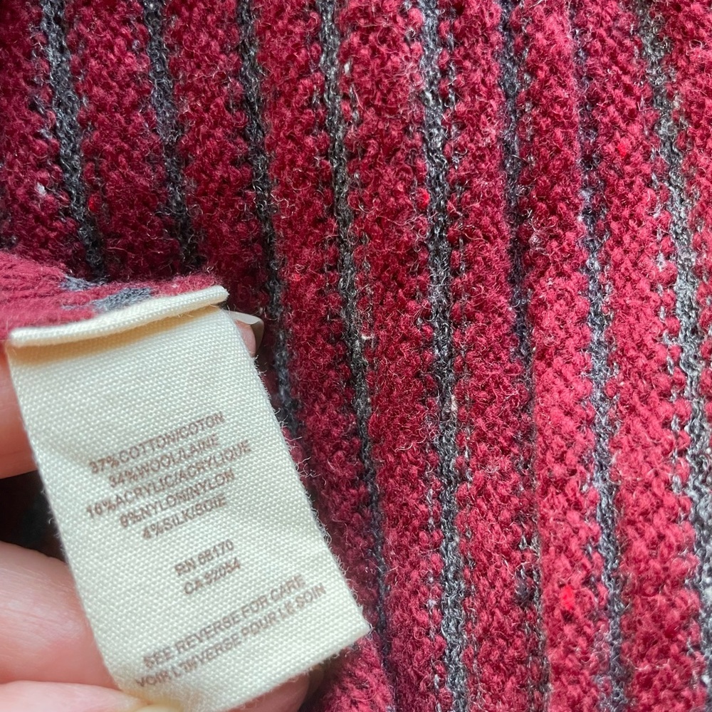 FREE PEOPLE Striped Whimsy Goth Wrap Sweater Cardigan XS S Red Gray Fairy Core - Picture 7 of 8